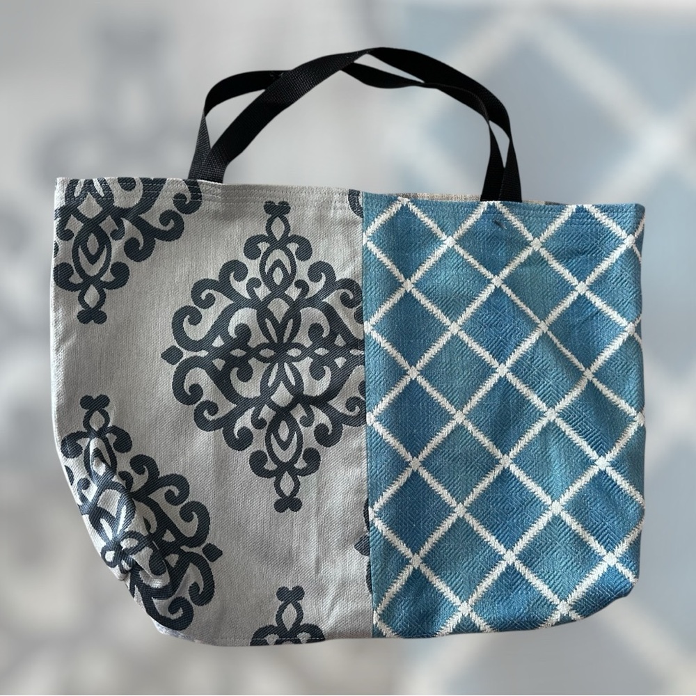 Stylish Gray and Blue Tote Bag